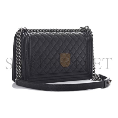 CHANEL CAVIAR LARGE QUILTED BOY FLAP BLACK A92193 Y83338 94305 (28*17.5*7.5cm)