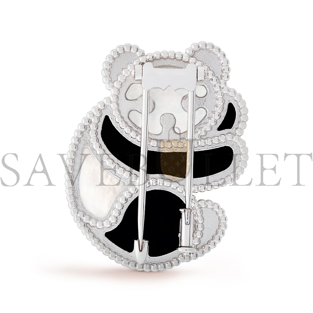 VAN CLEEF ARPELS LUCKY ANIMALS PANDA CLIP - WHITE GOLD, MOTHER-OF-PEARL, ONYX  VCARP5LI00