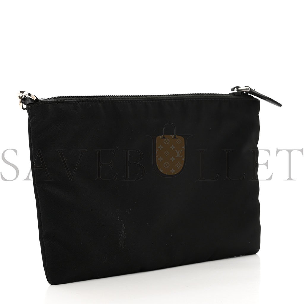 PRADA TESSUTO NYLON SAFFIANO WRISTLET BLACK (23*14cm)