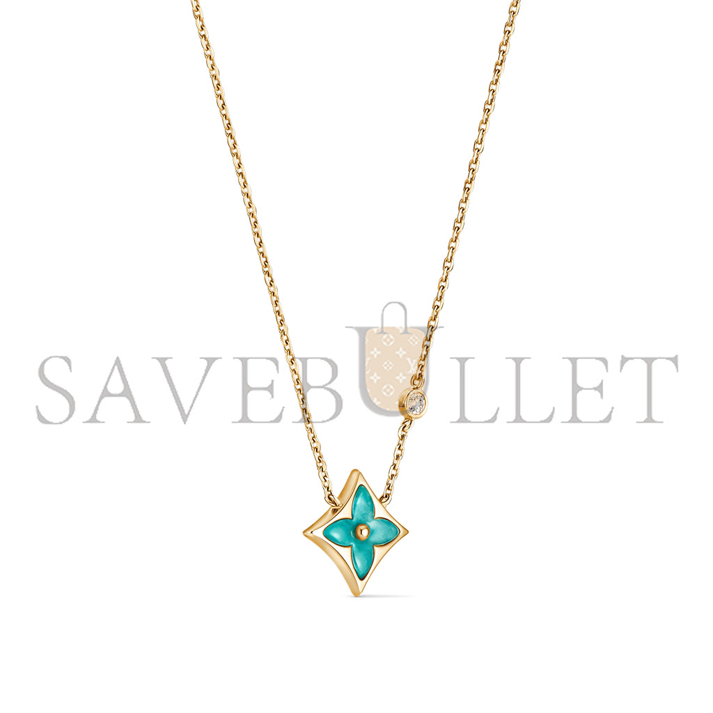 LOUIS VUITTON COLOR BLOSSOM BB STAR PENDANT, YELLOW GOLD, AMAZONITE AND DIAMOND Q03276