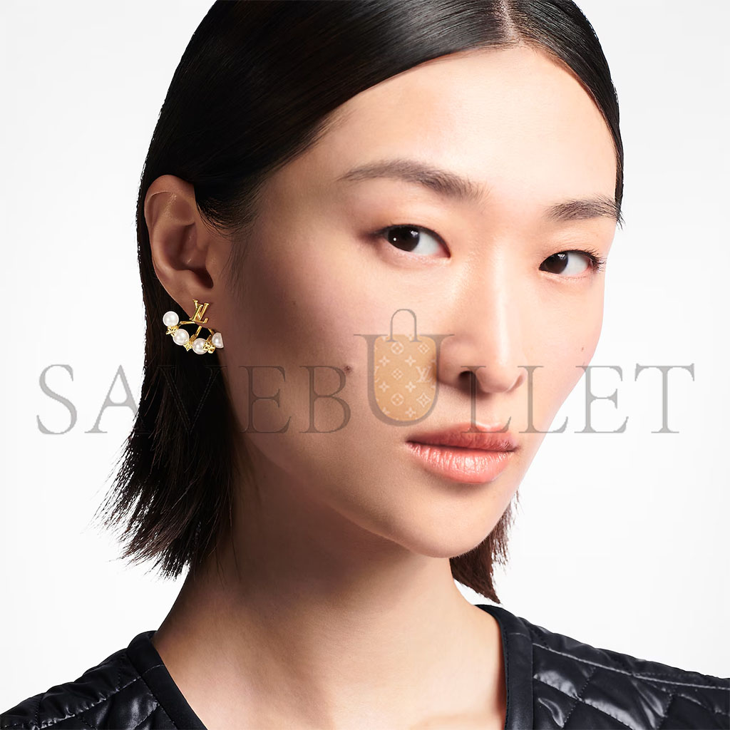 LOUIS VUITTON MINIGRAM PEARLS EARRINGS M01258