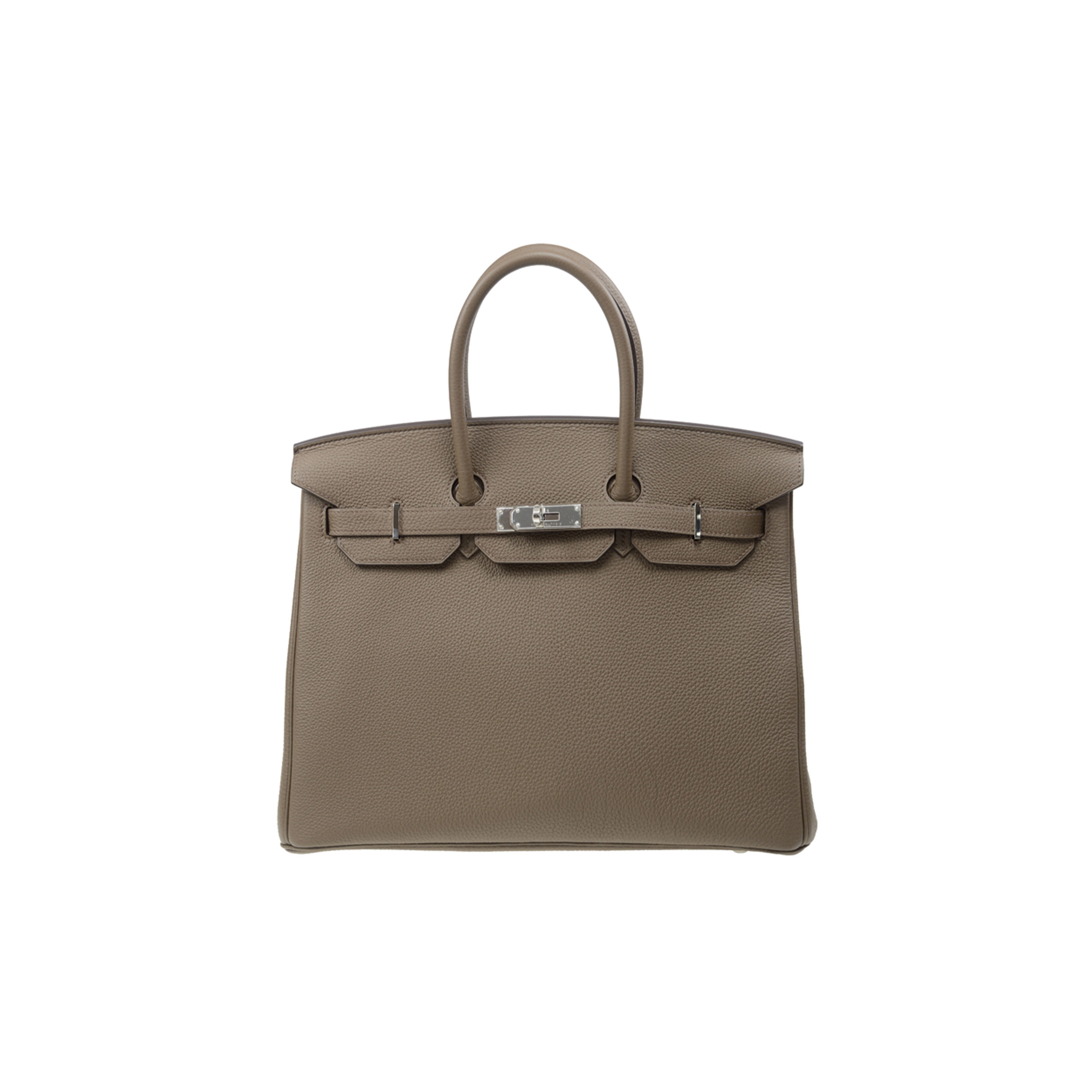 HERMES BIRKIN 35 TOGO LEATHER TRENCH COAT GREY AND SILVER BUTTONS BAG BK3516TGSS (35*28*18cm)