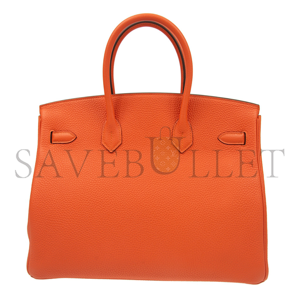 HERMES BIRKIN 25 TOGO LEATHER ORANGE SILVER BUCKLE BAG 521791 (25*20*13cm)