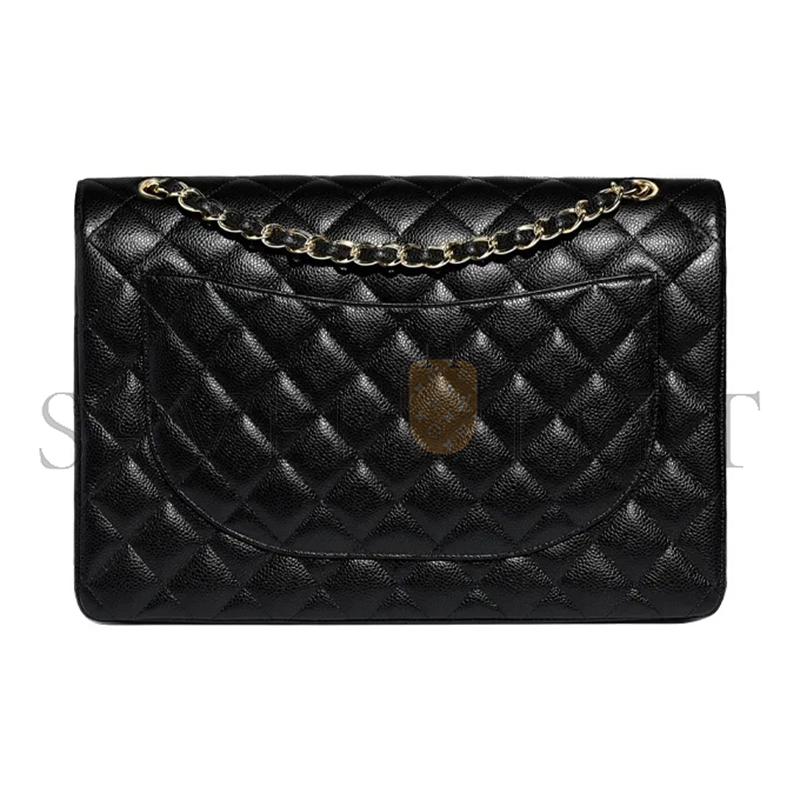 CHANEL CLASSIC FLAP GRAIN EMBOSSED BLACK A58601 Y01864 C3906 (33*23*10cm)