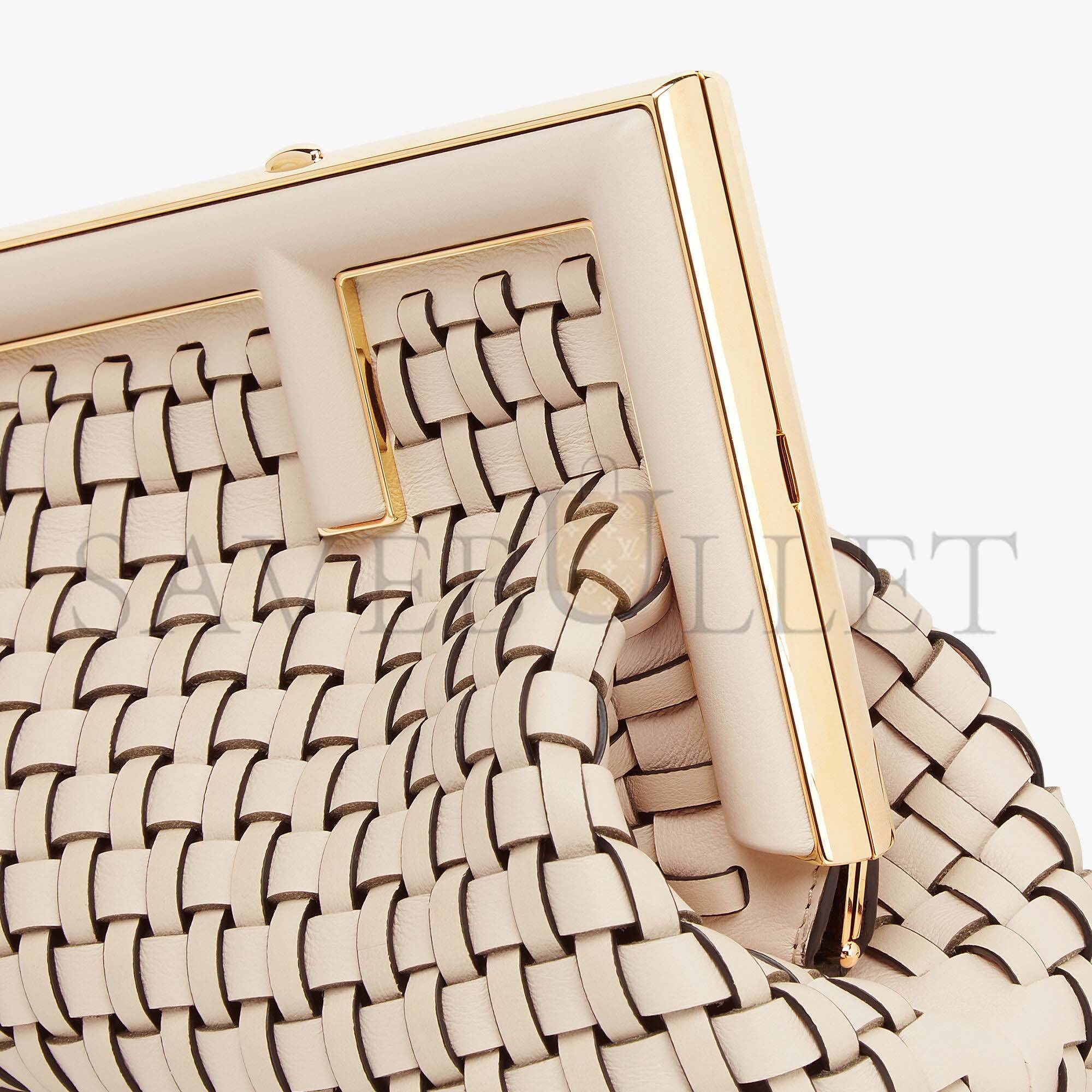 FENDI FIRST SMALL - BEIGE BRAIDED LEATHER BAG 8BP129ALOXF19PN (26*18*9.5cm)