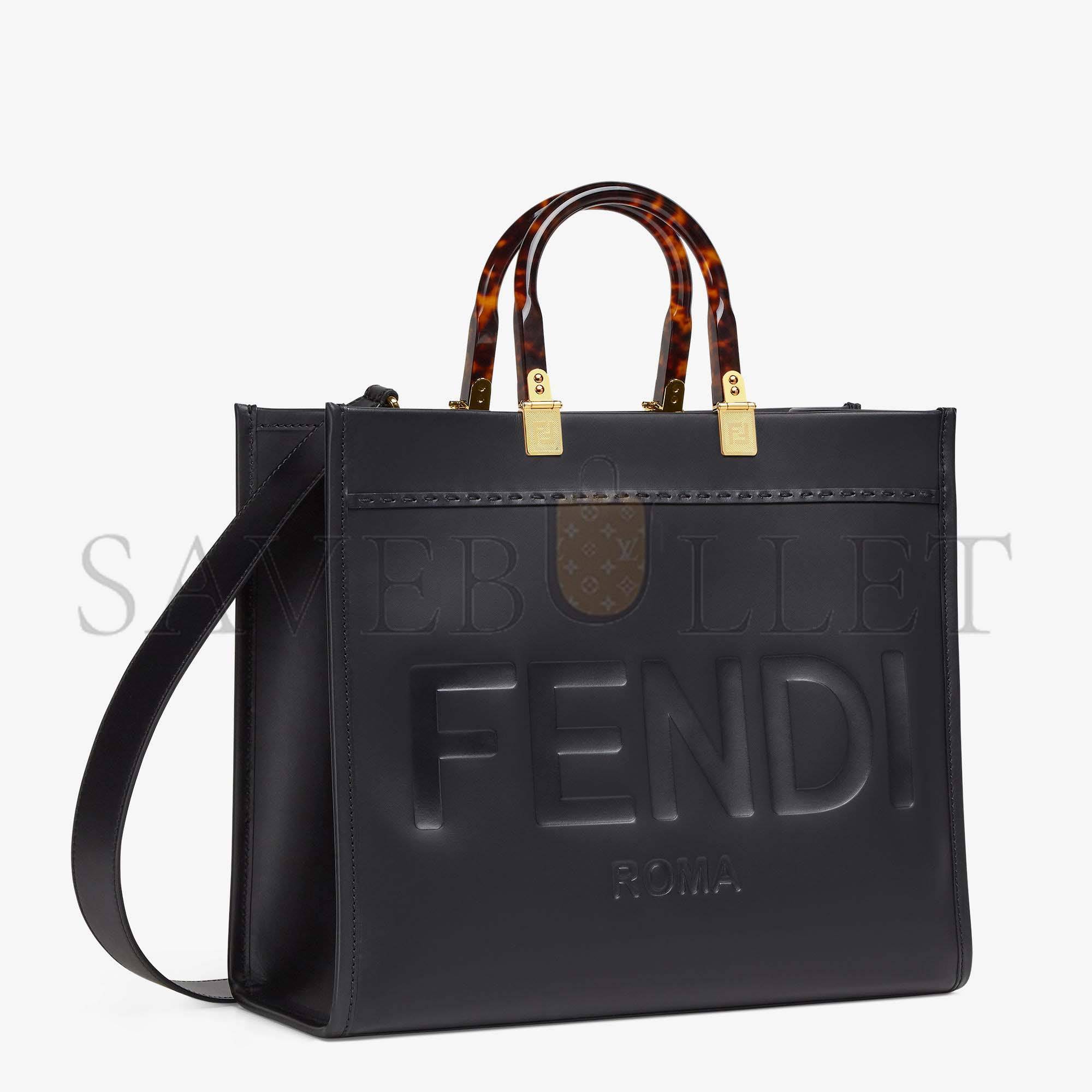 FENDI SUNSHINE MEDIUM - BLACK LEATHER SHOPPER 8BH386ABVLF0KUR (35*31*17cm)