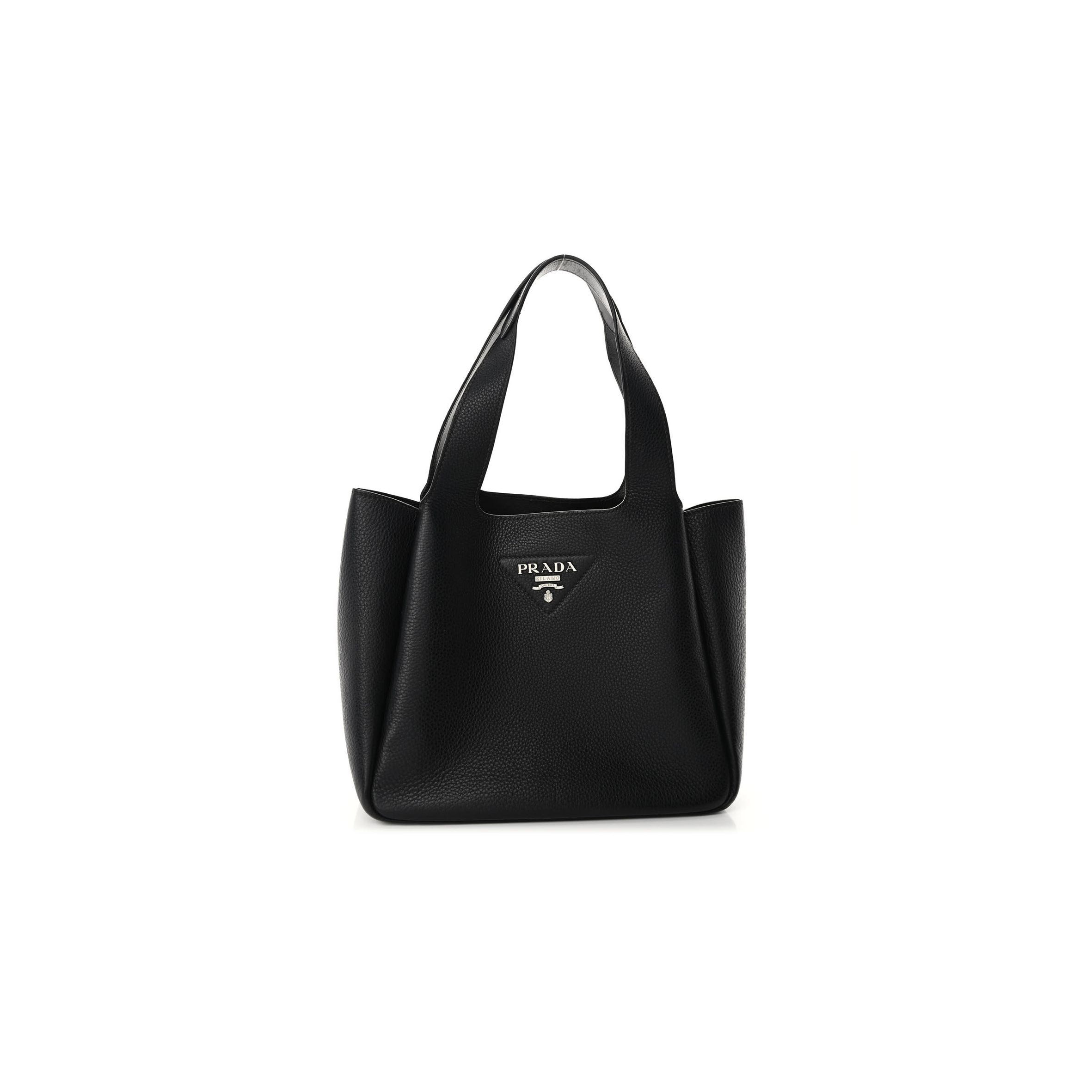 PRADA VITELLO DAINO SOFT MEDIUM DYNAMIQUE TOTE BLACK (25*22*13cm)