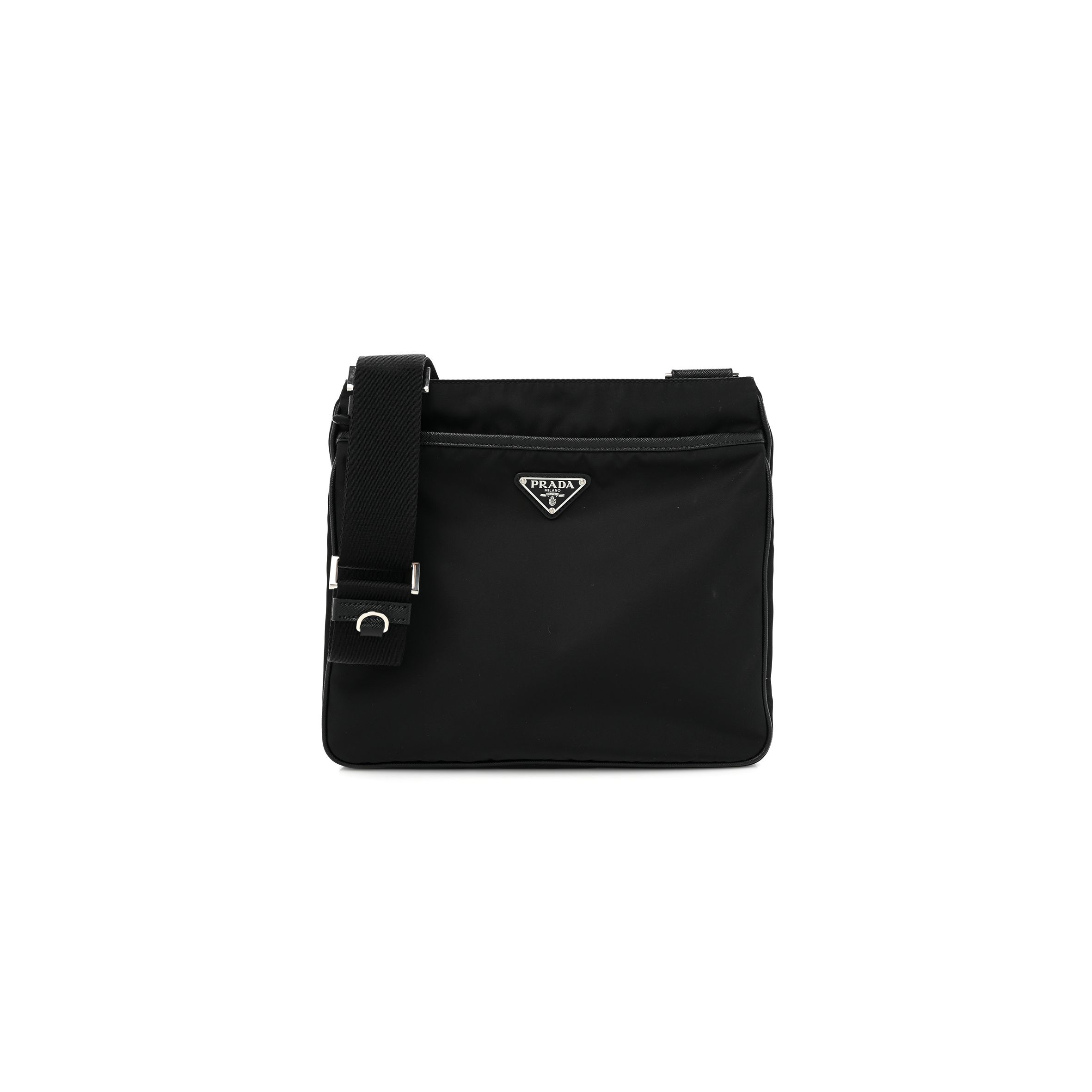 PRADA RE-NYLON SAFFIANO MESSENGER BAG BLACK (28*25*6cm)