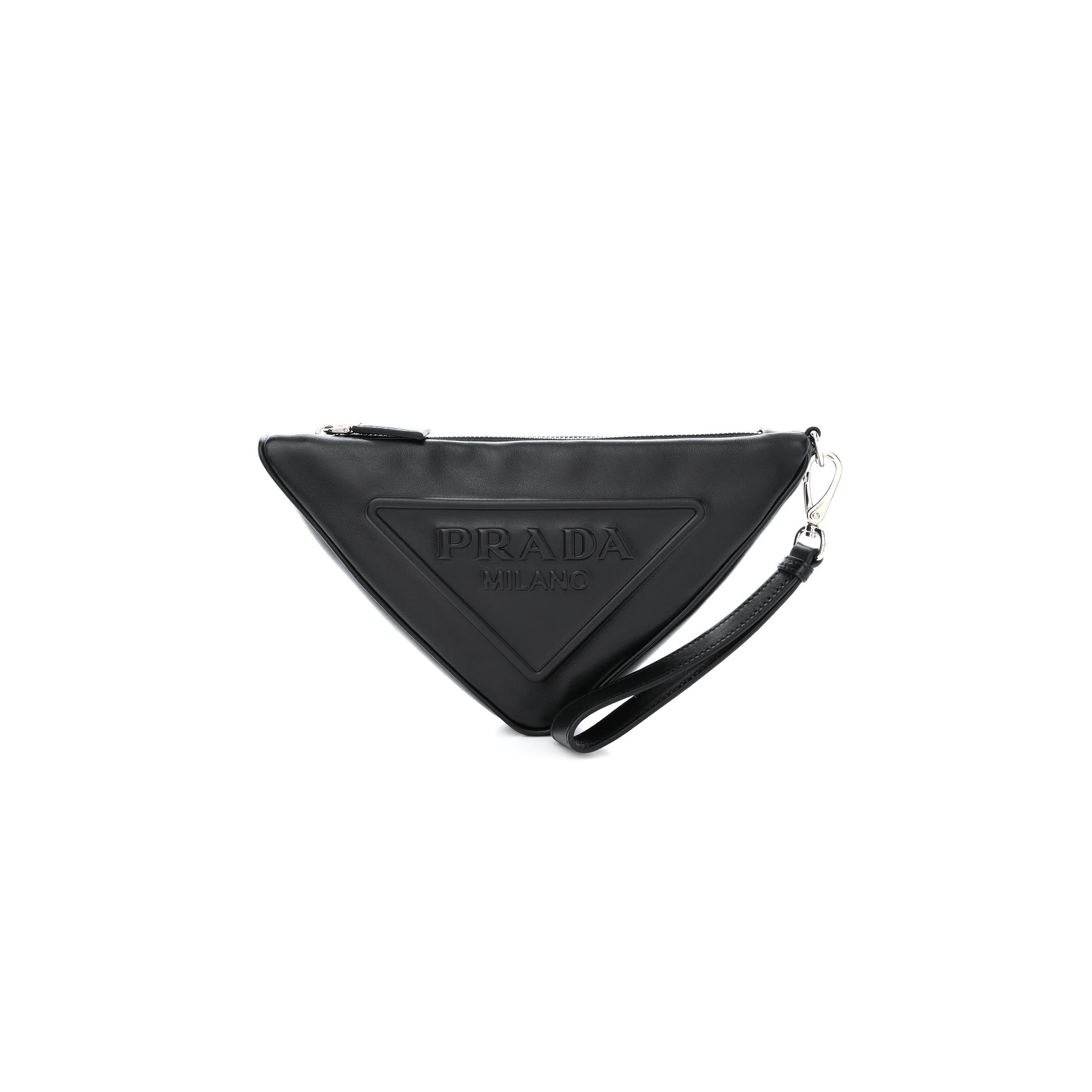 PRADA GRACE LUX TRIANGLE WRISTLET POUCH BLACK (27*15*6cm)