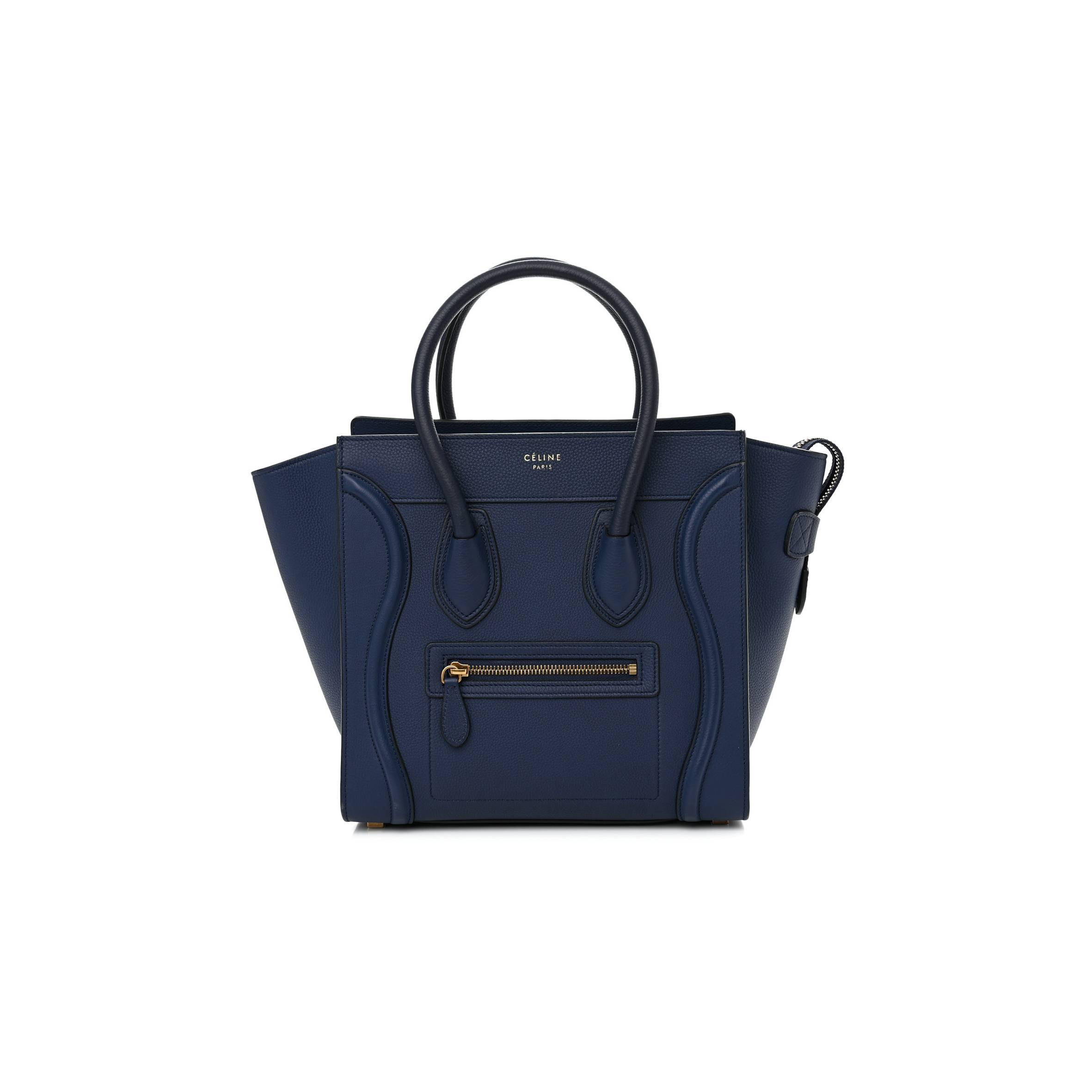 CELINE DRUMMED CALFSKIN MICRO LUGGAGE MARINE (26*25*13cm)