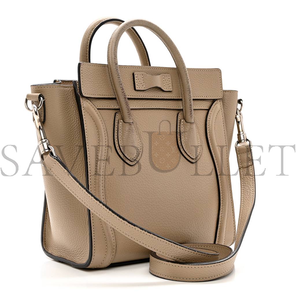 CELINE DRUMMED CALFSKIN NANO LUGGAGE DUNE (21*20*10cm)