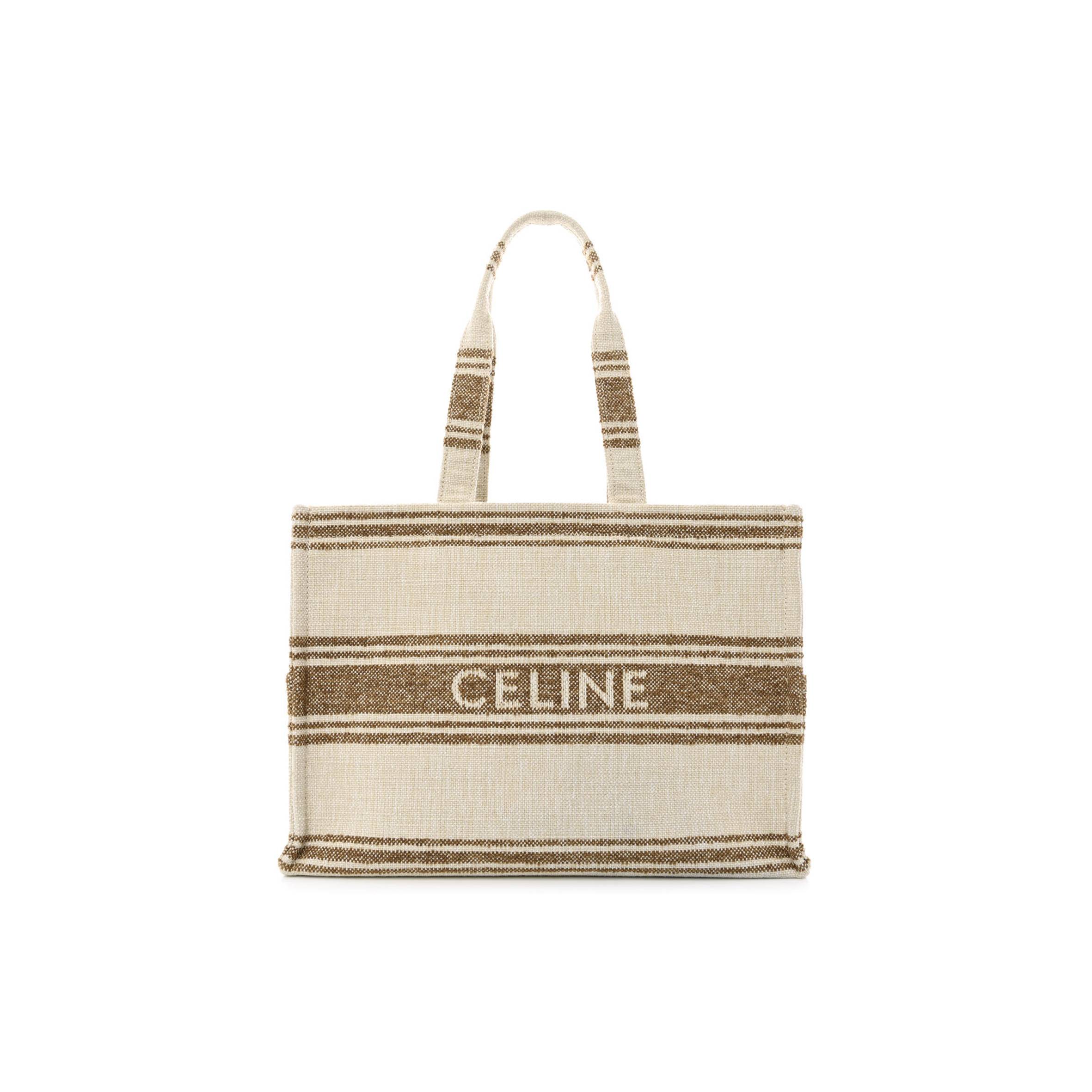 CELINE CANVAS CALFSKIN JACQUARD CABAS TOBACCO TAN (41*29*17cm)