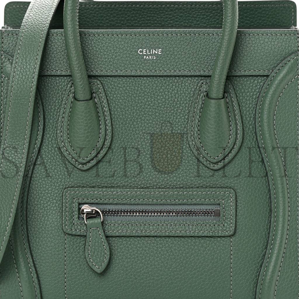 CELINE DRUMMED CALFSKIN NANO LUGGAGE CELADON (21*20*10cm)