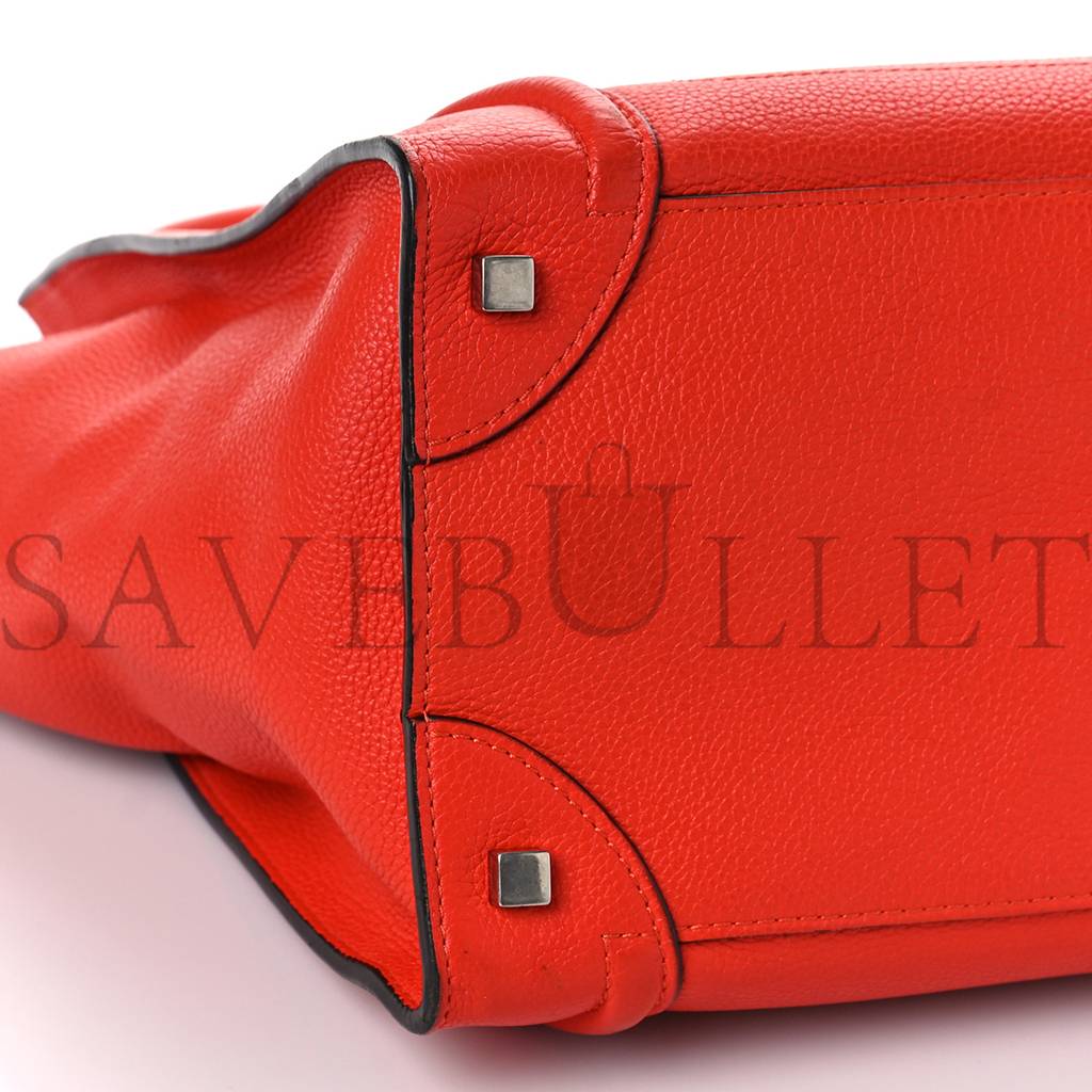 CELINE DRUMMED CALFSKIN MINI LUGGAGE VERMILLION (32*30*18cm)