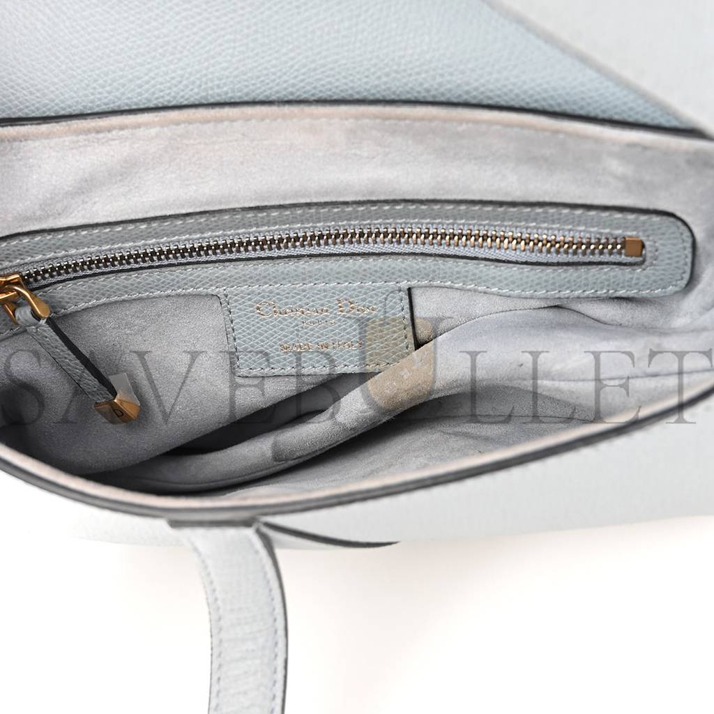 DIOR GRAINED CALFSKIN SADDLE BAG GREY STONE (24*23*5.7cm)