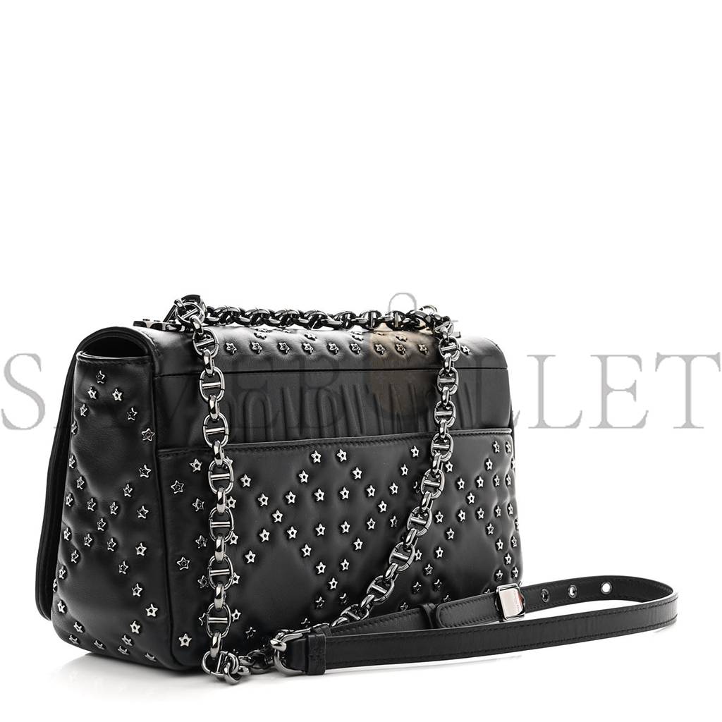 DIOR CALFSKIN LUCKY STAR MACROCANNAGE MEDIUM CARO BAG BLACK (25*15*8.3cm)