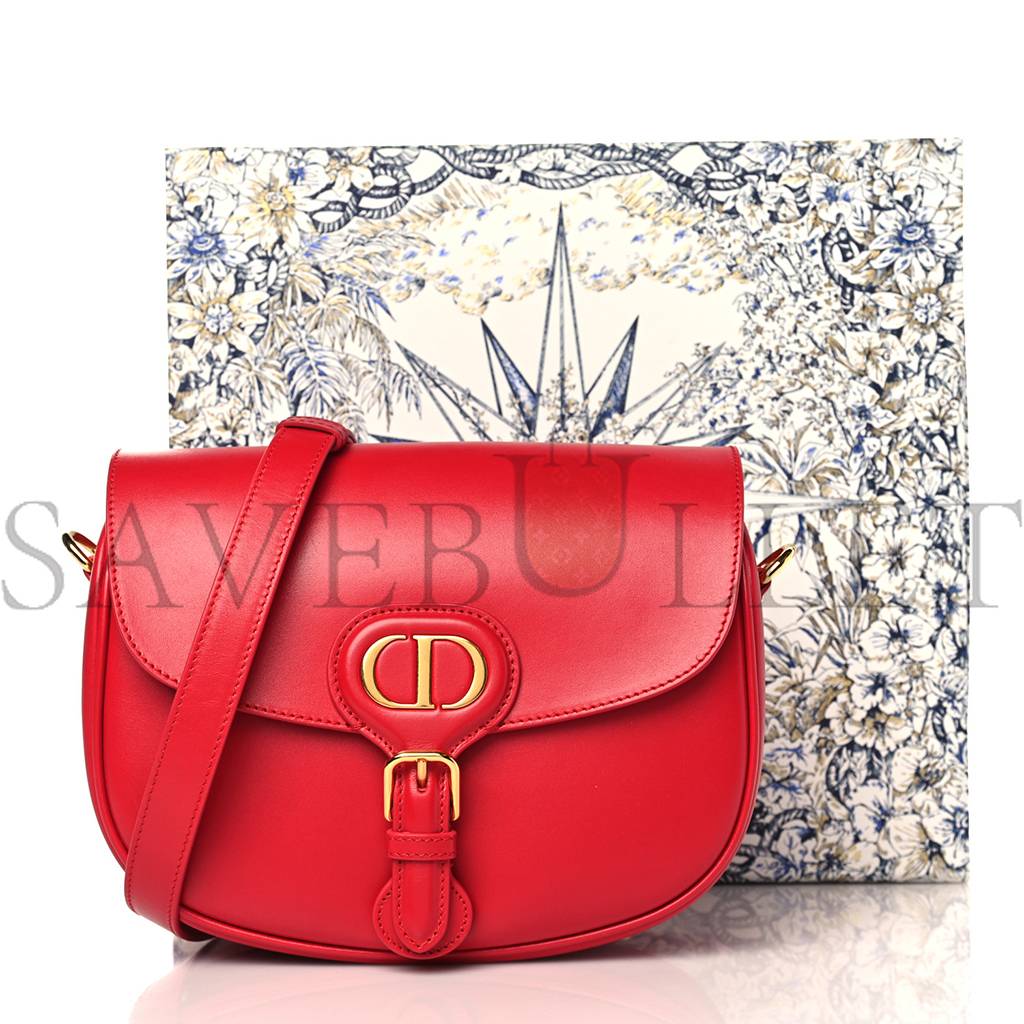 DIOR BOX CALFSKIN MEDIUM BOBBY FLAP RASPBERRY (22*17*7cm)